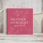 Magenta Boho Floral Wedding Spiral Guest Book Notitieboek