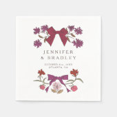 Magenta Boho linten en bloemen bruiloft Servet (Voorkant)