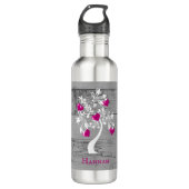 Magenta - boom van Gepersonaliseerd hart Waterfles (Voorkant)