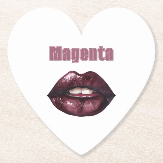 Magenta bordeauxrode lippen kartonnen onderzetters (Voorkant)
