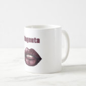 Magenta bordeauxrode lippen koffiemok (Voorkant rechts)