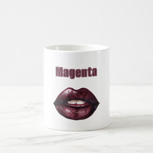 Magenta bordeauxrode lippen koffiemok (Center)