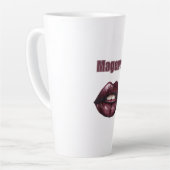 Magenta bordeauxrode lippen latte mok (Linkerhoek)