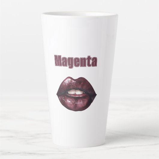 Magenta bordeauxrode lippen latte mok (Voorkant)