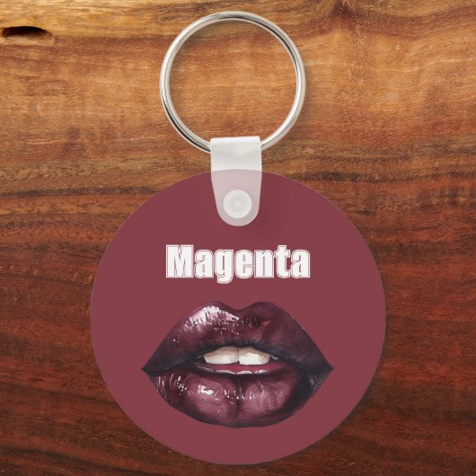 Magenta bordeauxrode lippen   sleutelhanger (Voorkant)