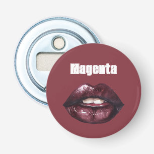 Magenta Bourgondië Rode Lippen Button Flesopener