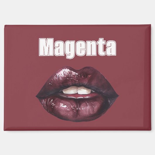 Magenta Bourgondië Rode Lippen Magneet (Voorkant)
