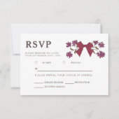 Magenta Bow Floral Wedding RSVP Maaltijdkeuze (Voorkant)