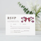 Magenta Bow Floral Wedding RSVP Maaltijdkeuze (Staand voorkant)