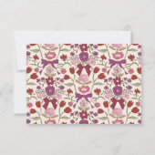 Magenta Bow Floral Wedding RSVP Maaltijdkeuze (Achterkant)