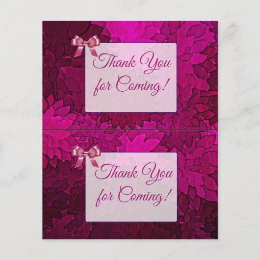 Magenta Bows Baby shower Raffle Ticket Flyer (Achterkant)