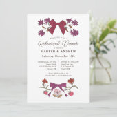 Magenta Bows Blossom Wedding Repetitie Diner Kaart (Staand voorkant)