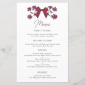 Magenta Bows Flower Wedding Dinner Menu (Voorkant)