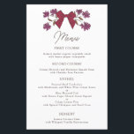 Magenta Bows Flower Wedding Dinner Menu<br><div class="desc">Coquette en rustieke bruiloft diner menulijst met handgetekende illustratie van magenta bogen en bloemen.</div>