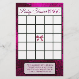 Magenta Bows & Footprint Girl baby shower games Flyer