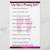 Magenta Bows & Footprint Girl baby shower games Flyer (Achterkant)