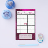 Magenta Bows & Footprint Girl baby shower games Flyer (Enkel)