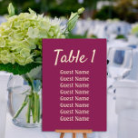 Magenta bruiloft receptie kaart<br><div class="desc">Magenta huwelijksreceptie tafelnummer. Personaliseer met het tafelnummer en elke gast aan die tafel. Ontwerp er een voor elke tafel. Neem contact met mij op voor hulp bij uw aanpassingen of voor het aanvragen van extra matching of het coördineren van Zazzle producten voor uw evenement(en).</div>