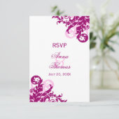 Magenta Bruiloft RSVP Kaarten (Staand voorkant)