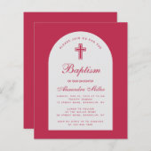 Magenta Budget Girl Baptism Red Arch Uitnodiging (Voorkant / Achterkant)