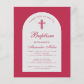 Magenta Budget Girl Baptism Red Arch Uitnodiging (Voorkant)