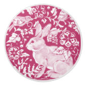Magenta Bunny Rabbit Bird Woodland Animal Natuur Keramische Knop (Voorkant)