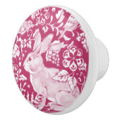 Magenta Bunny Rabbit Bird Woodland Animal Natuur Keramische Knop (Rechts)