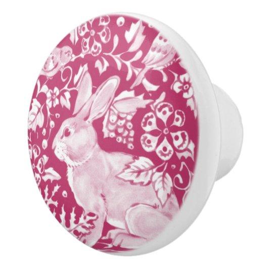 Magenta Bunny Rabbit Bird Woodland Animal Natuur Keramische Knop (Rechts)