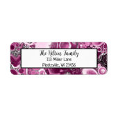 Magenta Burgundy Pink en Paarse Vloeibare Kunst Etiket (Voorkant)