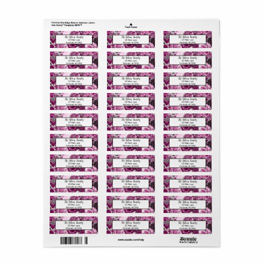 Magenta Burgundy Pink en Paarse Vloeibare Kunst Etiket (Full Sheet)