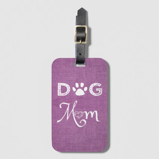 Magenta Burlap Dog Bagagelabel (Voorkant (verticaal))