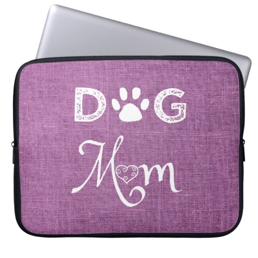 Magenta Burlap Dog-laptophoes Laptop Sleeve (Voorkant)