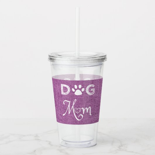 Magenta Burlap Dog mam Acryltumbler Acryl Drinkbeker (Voorkant)