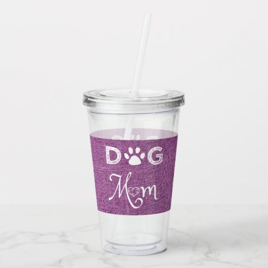 Magenta Burlap Dog mam Acryltumbler Acryl Drinkbeker (Achterkant)