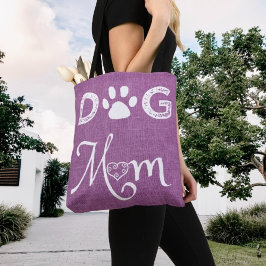 Magenta Burlap Dog Mam Canvas tas