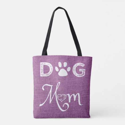 Magenta Burlap Dog Mam Canvas tas (Achterkant)