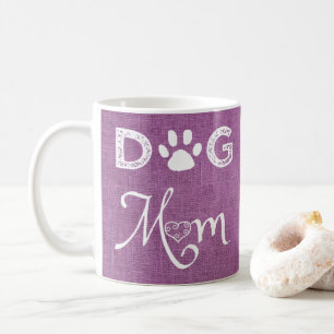 Magenta Burlap Dog mam Coffee Mok