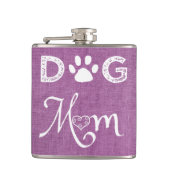 Magenta Burlap Dog Mam Flask Heupfles (Voorkant)