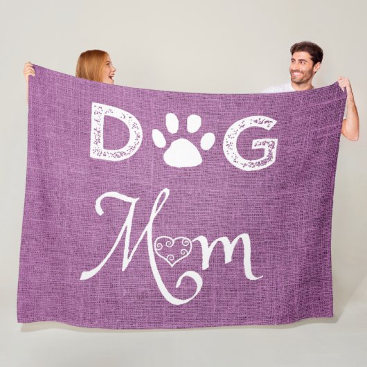 Magenta Burlap Dog mam Fleece Blanket Deken (In situ)
