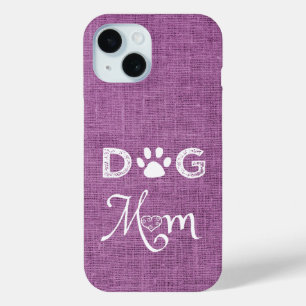 Magenta Burlap Dog Mam iPhone Case