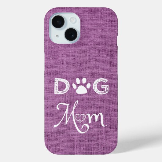 Magenta Burlap Dog Mam iPhone Case (Achterkant)
