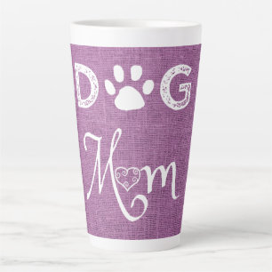 Magenta Burlap Dog mam Latte Mok