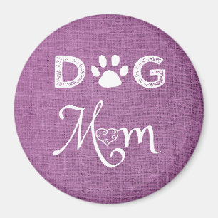 Magenta Burlap Dog mam Magnet
