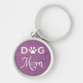 Magenta Burlap Dog mam Metal Sleutelhanger (Voorkant)