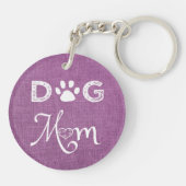 Magenta Burlap Dog Mam Sleutelhanger (Achterkant)