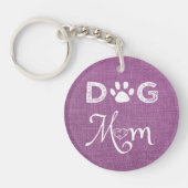 Magenta Burlap Dog Mam Sleutelhanger (Voorkant)