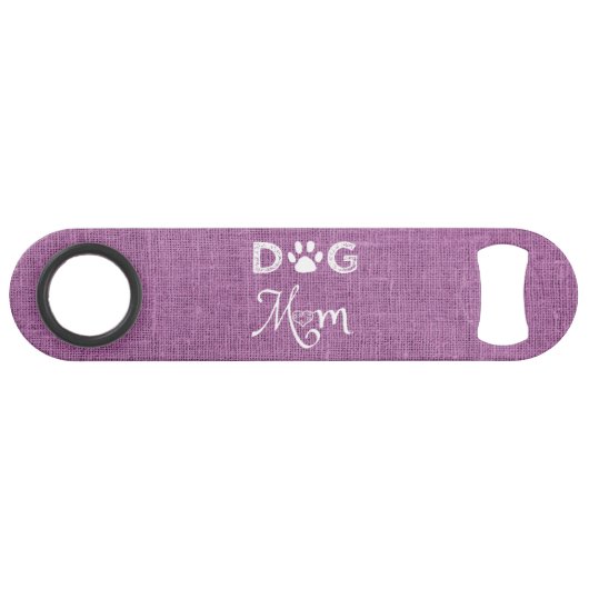 Magenta Burlap Dog Mam Steel Bottle Opener Speed Flessenopener (Voorkant (Horizontaal))