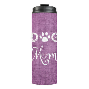 Magenta Burlap Dog Mam Thermal Tumbler Thermosbeker