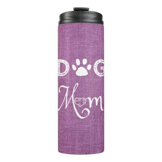 Magenta Burlap Dog Mam Thermal Tumbler Thermosbeker (Voorkant)