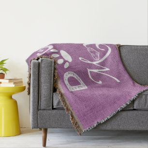 Magenta Burlap Dog Mam Throw Blanket Deken